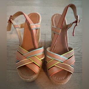 Kate Spade multi color wedge sandals size 6